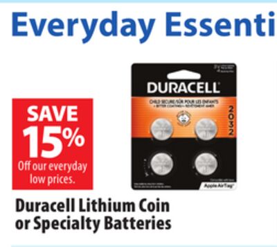 Duracell Lithium Coin or Specialty Batteries