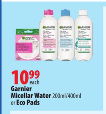 Garnier Micellar Water 200ml/400ml or Eco Pads