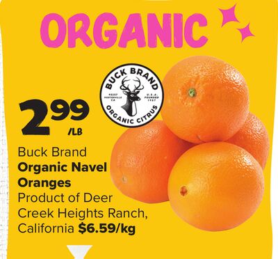 Buck Brand Organic Navel Oranges