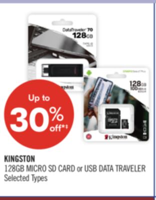 KINGSTON 128GB MICRO SD CARD or USB DATA TRAVELER