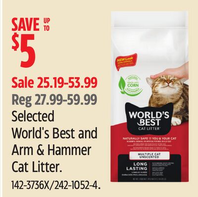 Arm & Hammer Selected World's Best and Arm & Hammer Cat Litter.
