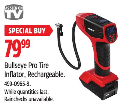 Bullseye Pro Tire Inflator, Rechargeable.