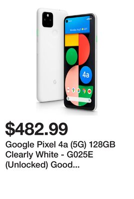 Google Pixel 4a (5G) 128GB Clearly White - G025E (Unlocked) Good Condition
