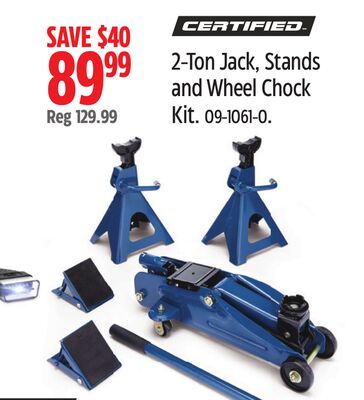 Certified 2-Ton Jack, Stands and Wheel Chock