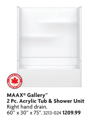 Gallery™ 2 Pc. Acrylic Tub & Shower Unit