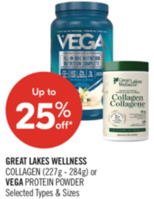 GREAT LAKES WELLNESS COLLAGEN (227g - 284g) or VEGA PROTEIN POWDER