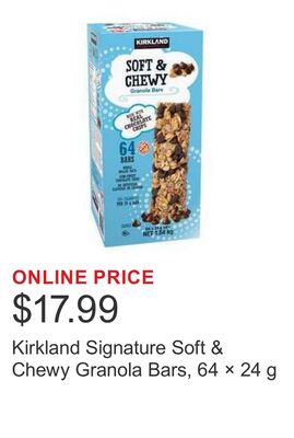 Kirkland Signature Soft & Chewy Granola Bars, 64 × 24 g