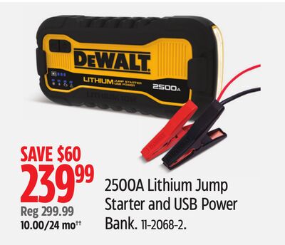 DEWALT 2500A Lithium Jump Starter and USB Power Bank