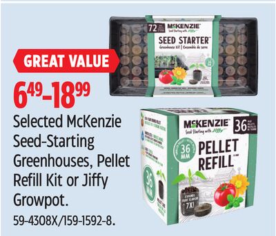 Selected McKenzie Seed-Starting Greenhouses, Pellet Refill Kit or Jiffy Growpot