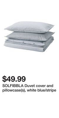 SOLFIBBLA Duvet cover and pillowcase(s), white blue/stripe