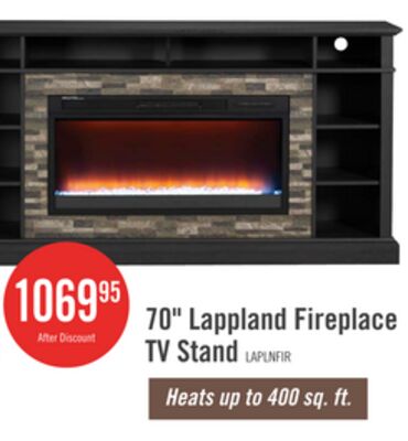 Lappland 70" Electric Fireplace TV Stand with Storage and Cable Management for TVs up to 80"- Black