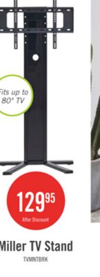 Miller TV Stand With Mount and Cable Management for TV's up to 80" -Black