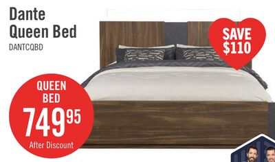 Scott Living Dante Panel Bed with Headboard & Frame, Brown - Queen Size