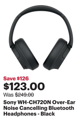 Sony WH-CH720N Over-Ear Noise Cancelling Bluetooth Headphones - Black