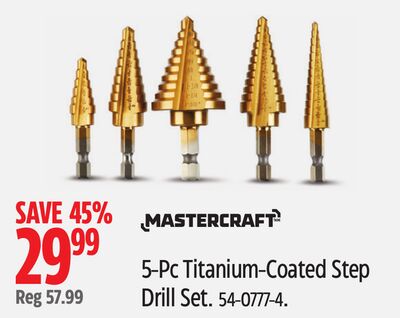 Mastercraft 5-Pc Titanium-Coated Step Drill Set
