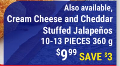 Cream Cheese and Cheddar Stuffed Jalapeños