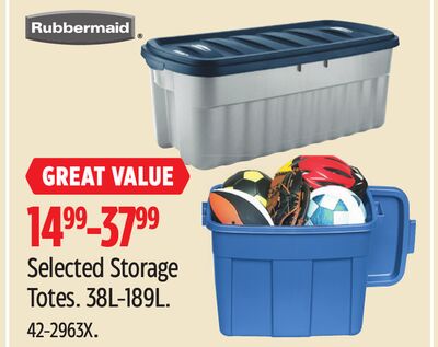 Rubbermaid Selected Storage Totes.