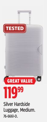 Silver Hardside Luggage, Medium.