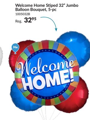 Welcome Home Stiped 32" Jumbo Balloon Bouquet, 5-pc