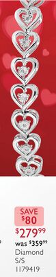 Sterling Silver 0.09CTW Diamond Heart Bracelet