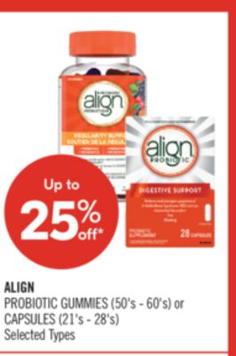 ALIGN PROBIOTIC GUMMIES (50's - 60's) or CAPSULES (21's - 28's)