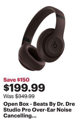 Open Box - Beats By Dr. Dre Studio Pro Over-Ear Noise Cancelling Bluetooth Headphones - Deep Brown
