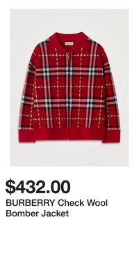 BURBERRY Check Wool Bomber Jacket