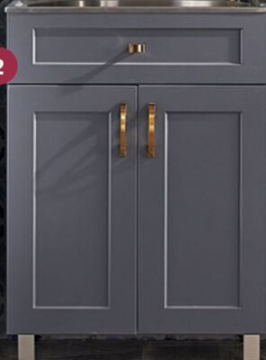 Grey Shaker Cabinetry - Base. 2 door with stainless steel sink