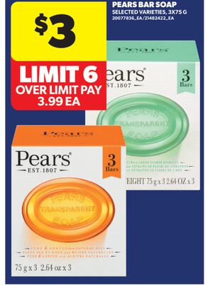 PEARS BAR SOAP, 3X75 G