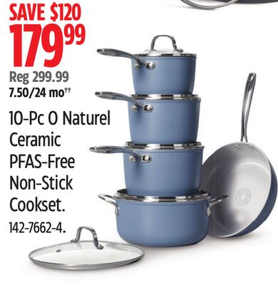 10-Pc O Naturel Ceramic PFAS-Free Non-Stick Cookset.