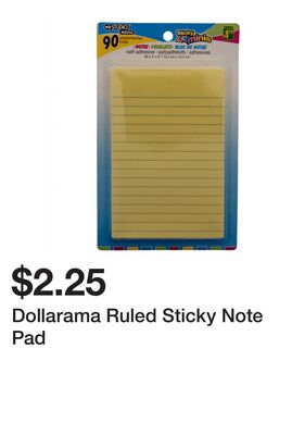 Dollarama Ruled Sticky Note Pad