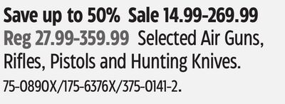 Selected Air Guns, Rifles, Pistols and Hunting Knives