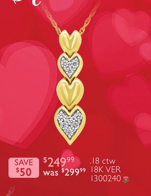 Loving Hearts Lab Grown 0.18CTW Diamond Necklace in 18K Yellow Gold Vermeil