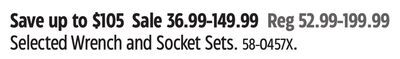 Selected Wrench and Socket Sets.