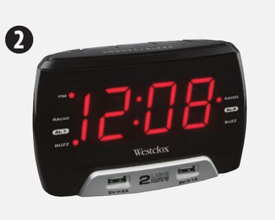 Westclox Clock Radio with USB Charging Outlet