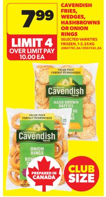 CAVENDISH FRIES, WEDGES, HASHBROWNS OR ONION RINGS, 1-2.25 KG