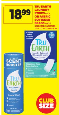 TRU EARTH LAUNDRY STRIPS 64' S OR FABRIC SOFTENER BEADS 460 G