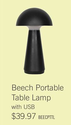 Beech 11" Modern Acrylic Portable Indoor/Outdoor Table Lamp with USB Port - Black