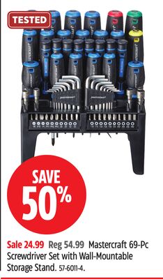 Mastercraft Screwdriver Set with Wall-Mountable Storage Stand