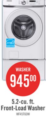 Samsung 5.2 Cu. Ft. Front-Load Washer - White - Stackable - WF45T6000AW/A5