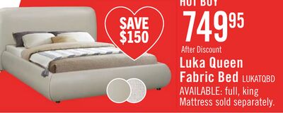 Luka Upholstered Platform Bed in Taupe Vegan-Leather Fabric, Modern - Queen Size