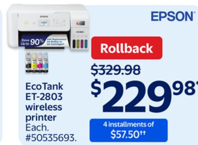 EcoTank ET-2803 wireless printer