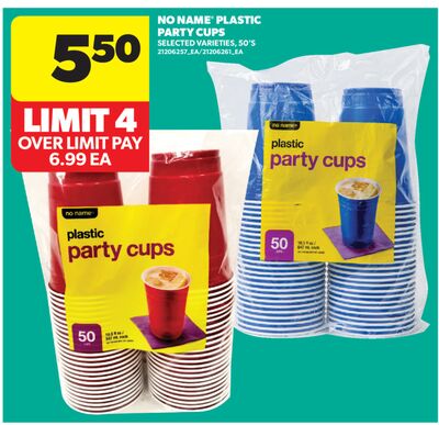 NO NAME® PLASTIC PARTY CUPS, 50' S