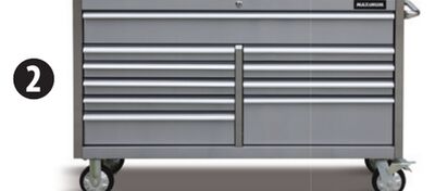 MAXIMUM 56˝ 10-Drawer Cabinet with Butcher-Block Top.