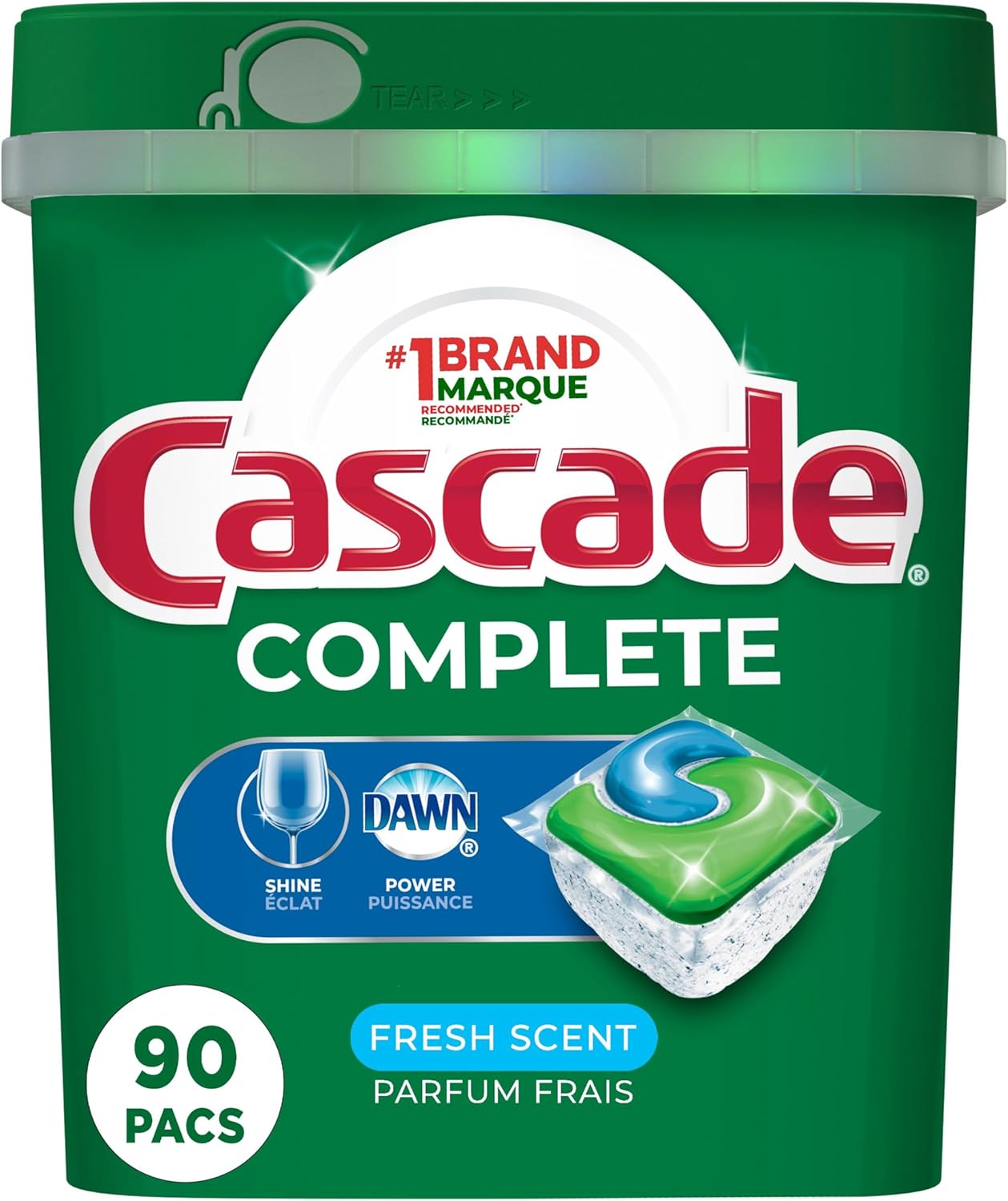 [Amazon.ca] Cascade Dishwasher Detergent Pods, Complete Action Pods 90 count $17.79 with subscribe and save (29% off)