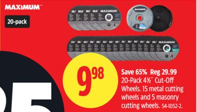 MAXIMUM Wheels. 15 metal cutting wheels and 5 masonry cutting wheel.