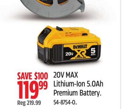 DEWALT 20V MAX Lithium-Ion 5.0Ah Premium Battery