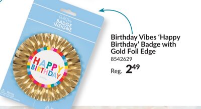 Happy Birthday' Badge with Gold Foil Edge