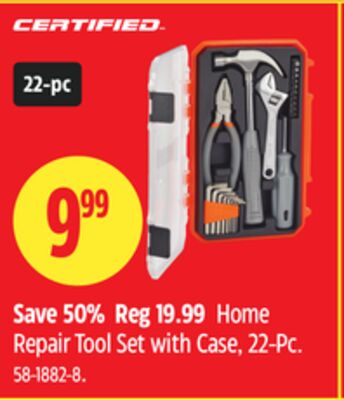 CERTIFIED Home Repair Tool Set with Case, 22-Pc