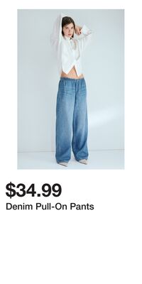 Denim Pull-On Pants